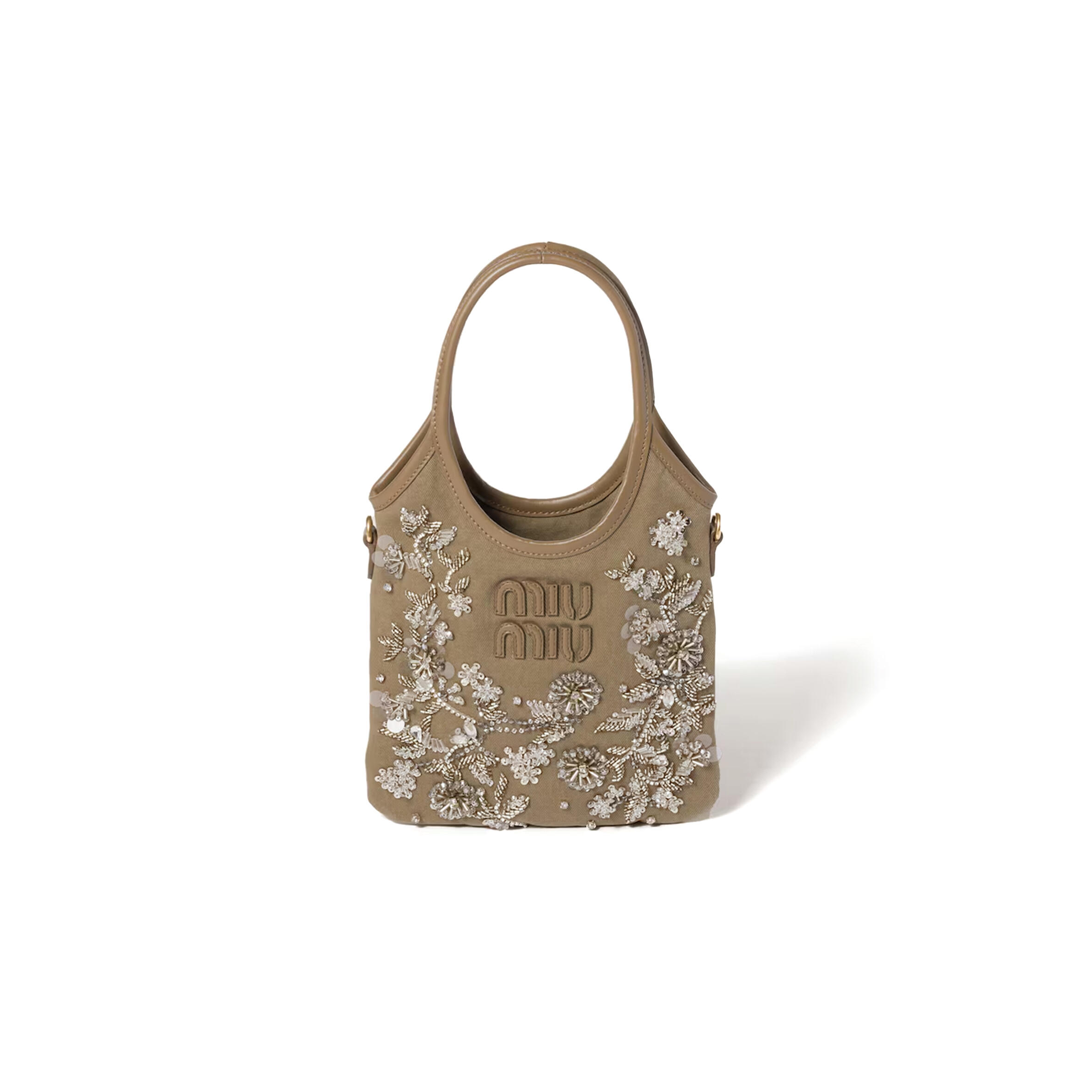 MIU MIU IVY EMBROIDERED GABARDINE BAG 5BA281 (24*20cm) MIU MIU IVY EMBROIDERED GABARDINE BAG 5BA281 (24*20cm)